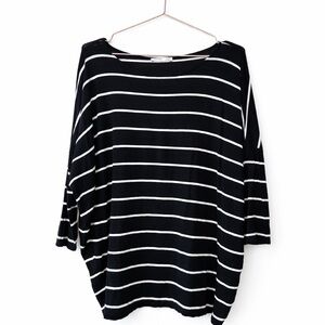 ZARA Vintage Navy & White Striped Oversized Top | Made in Turkey